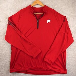 Wisconsin Badgers Adidas‎ 1/4 Zip Pullover Men's 2XL  Red Performance Shirt UWM